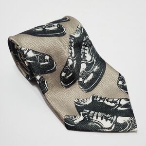 Wingtip Shoes A. Rogers Gray Geometric Men's Neck Tie 60x4"